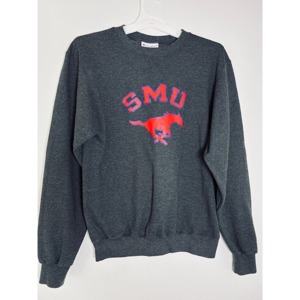 Champion‎ SMU Mustangs Sweatshirt Mens Small Gray Crewneck Southern Methodist